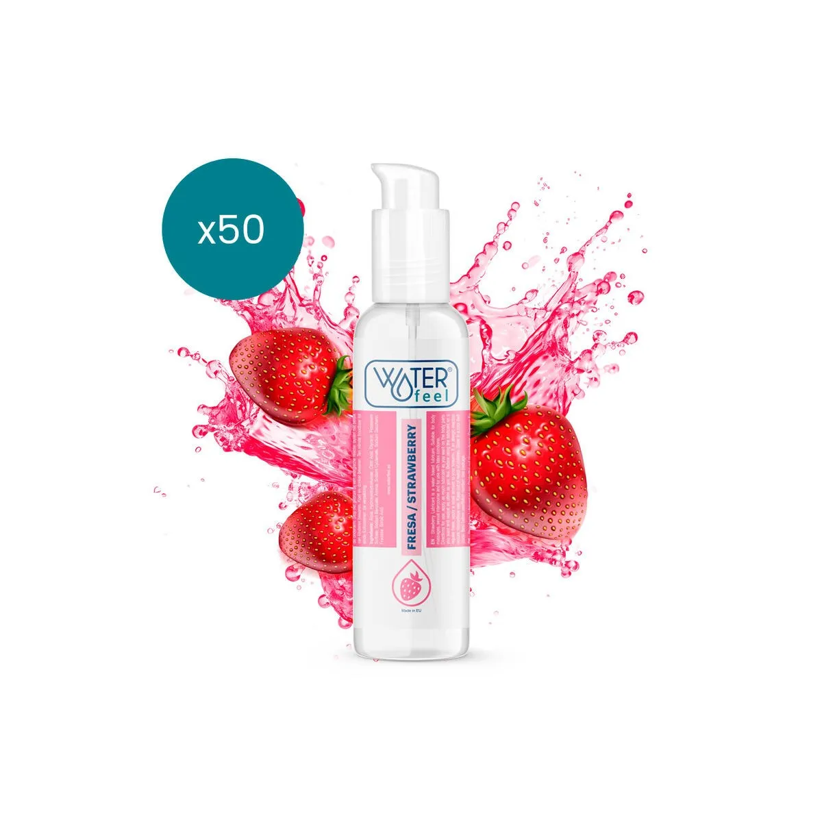 Erdbeer-Gleitmittel auf Wasserbasis, 175 Ml, Packung À 50 Stück von Waterfeel | Fesselliebe.de