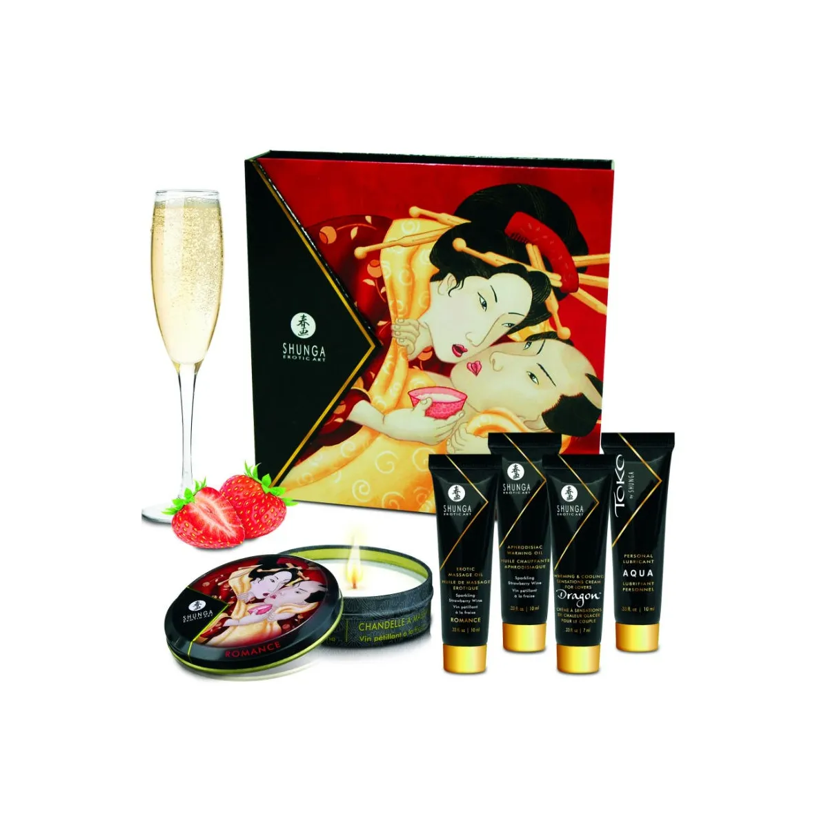 Geheimes Geisha-Erdbeer- und Cava-Kit von Shunga Kits | Fesselliebe.de