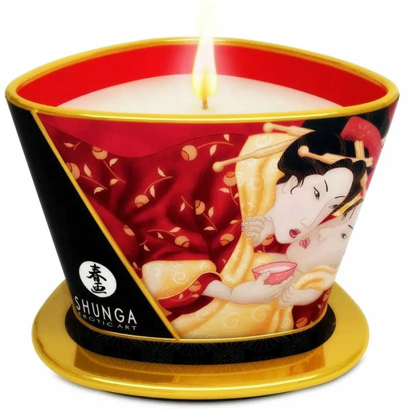 Mini Caress By Candelight Erdbeere und Cava Massagekerze 170 ml von Shunga Candles | Fesselliebe.de