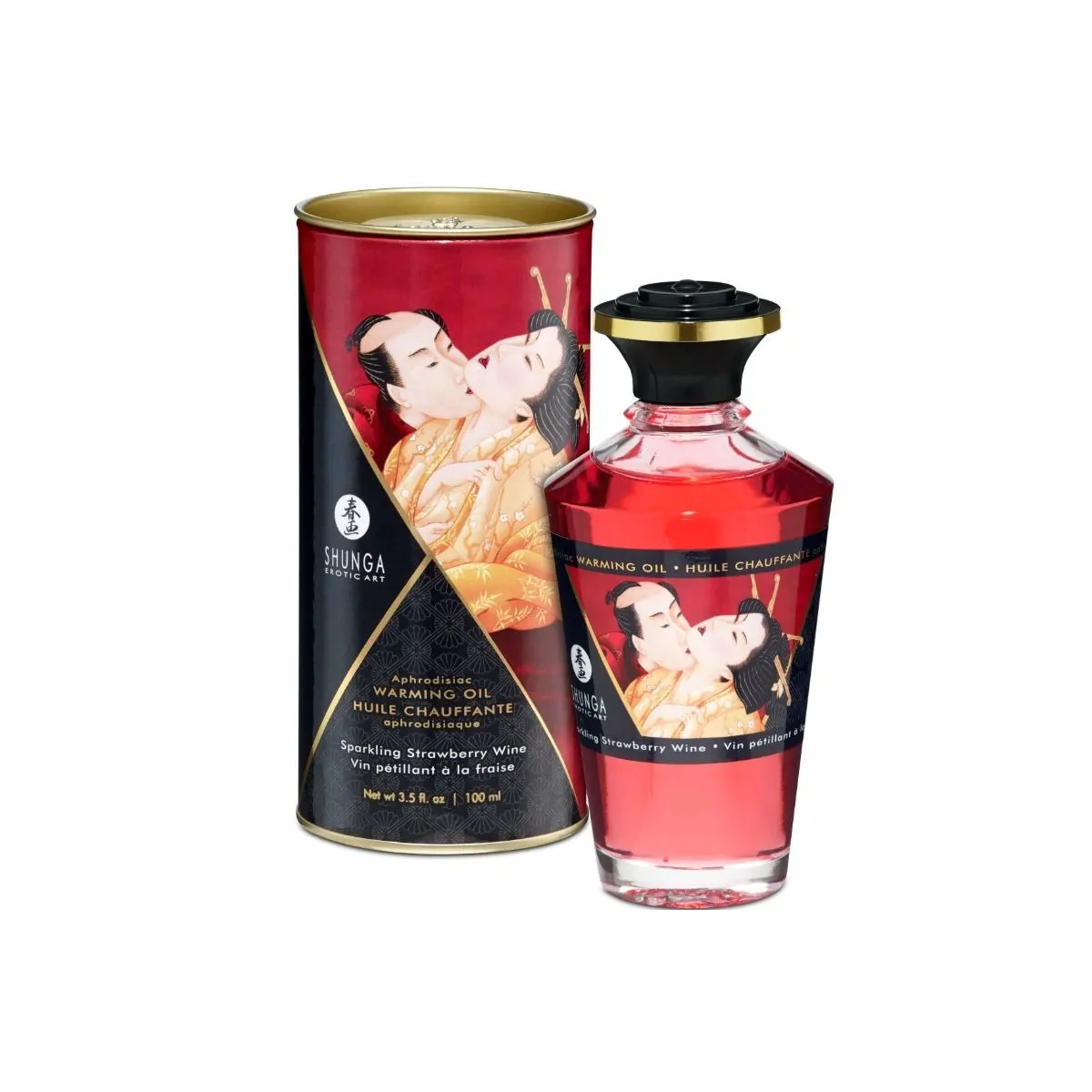 Erdbeer- und Cava-Wärmeeffekt-Massageöl 100 ml von Shunga Oils | Fesselliebe.de