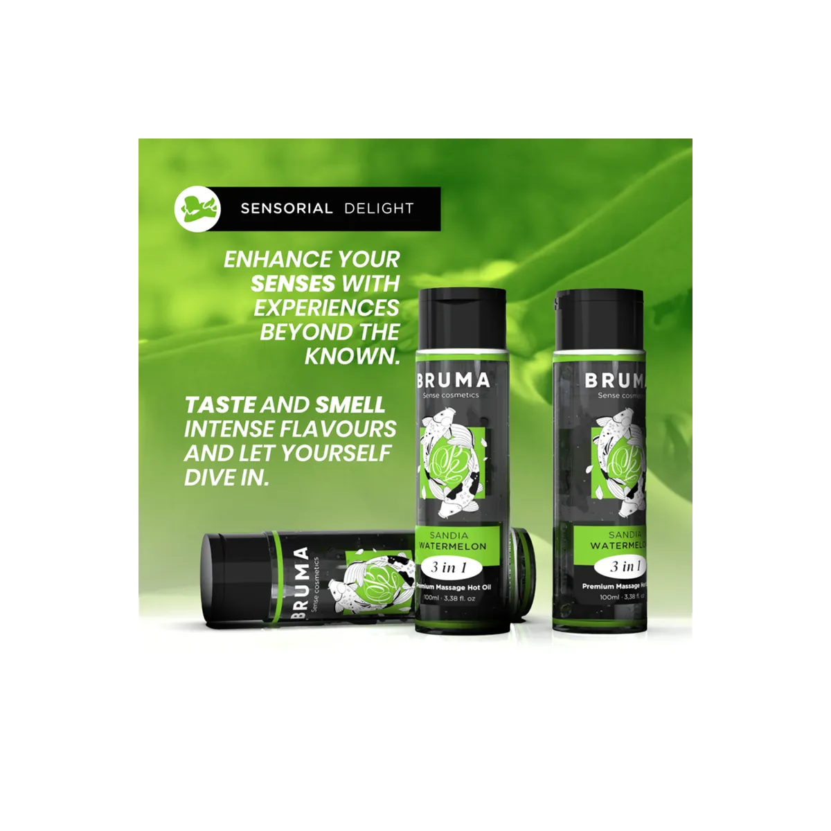Premium-Massageöl mit Wärmeeffekt, Wassermelone-Geschmack 3 In 1 - 100 ml von Bruma | Fesselliebe.de