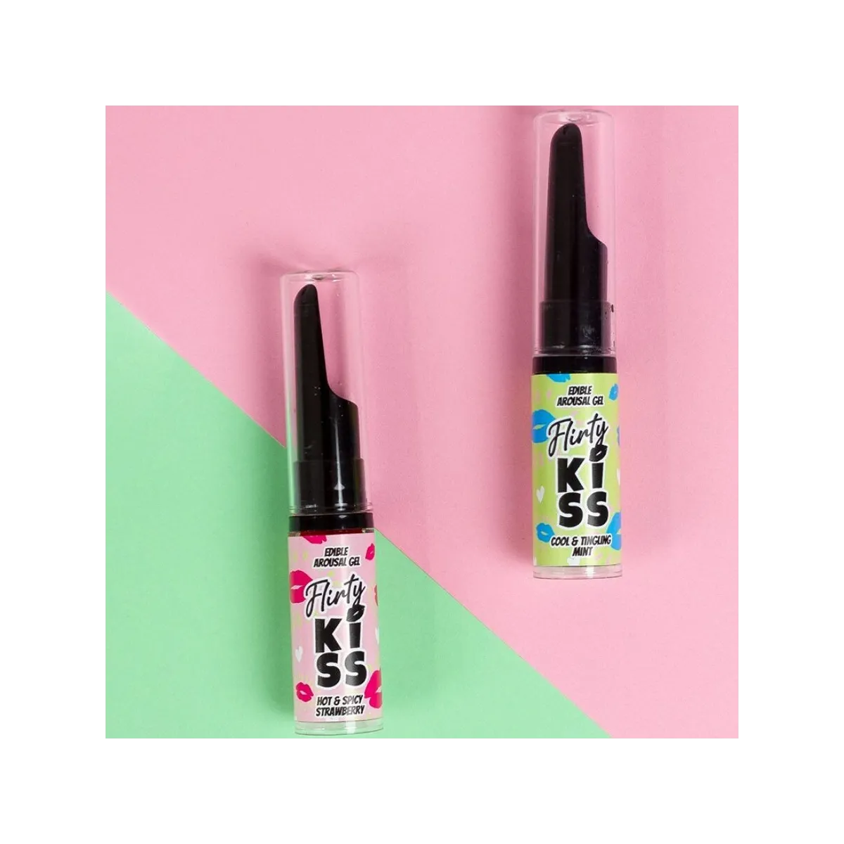 Flirty Kiss Gels mit Oralen Sex-Effekten Erdbeere & Minze 2 X 8 Gr von Secretplay Cosmetic | Fesselliebe.de