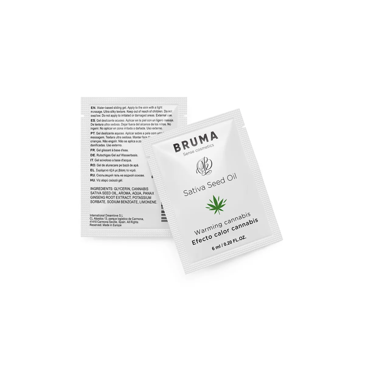 Sativa-Samenöl-Gleitgel mit Wärmendem Cannabisgeschmack 6 ml von Bruma | Fesselliebe.de