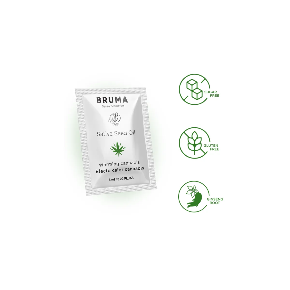 Sativa-Samenöl-Gleitgel mit Wärmendem Cannabisgeschmack 6 ml von Bruma | Fesselliebe.de