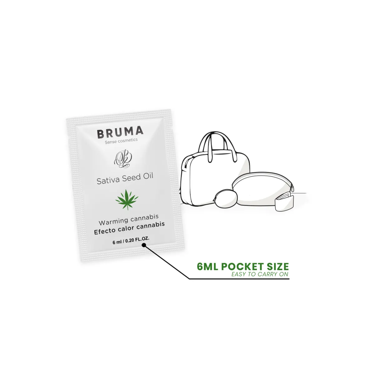 Sativa-Samenöl-Gleitgel mit Wärmendem Cannabisgeschmack 6 ml von Bruma | Fesselliebe.de