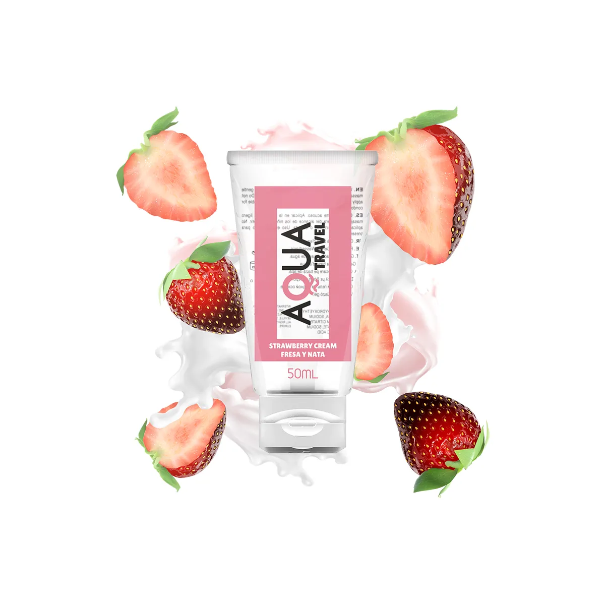 Gleitmittel auf Wasserbasis mit Erdbeer-Creme-Geschmack - 50 ml von Aqua Travel | Fesselliebe.de