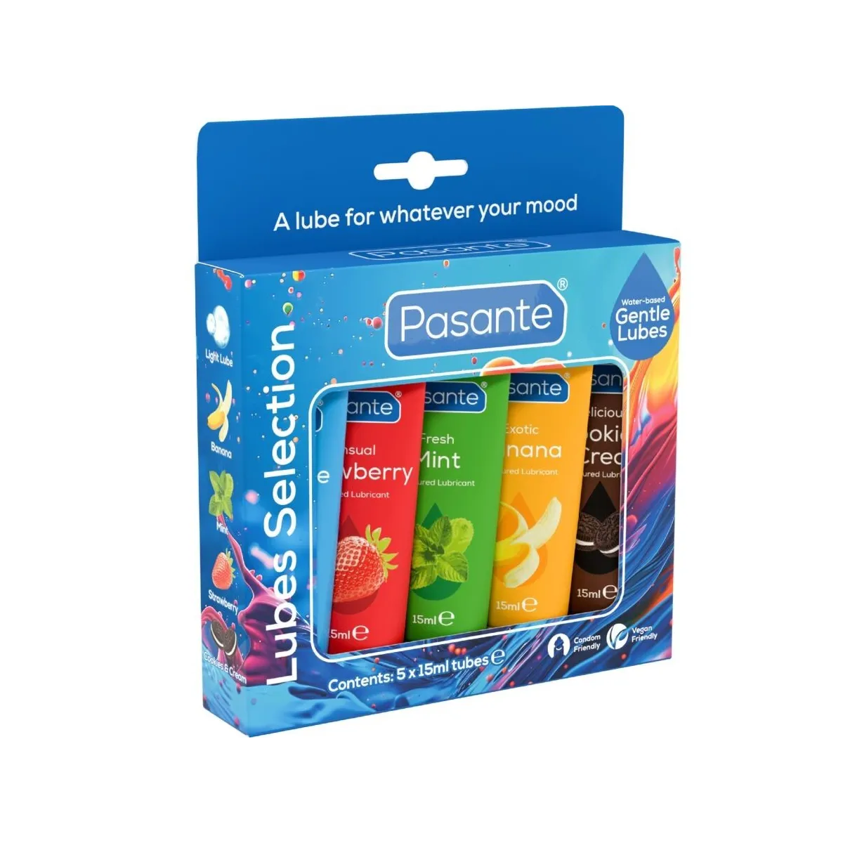 Packung Sortierte Gleitmittel mit Geschmack 5 Stück X 15 ml von Pasante | Fesselliebe.de
