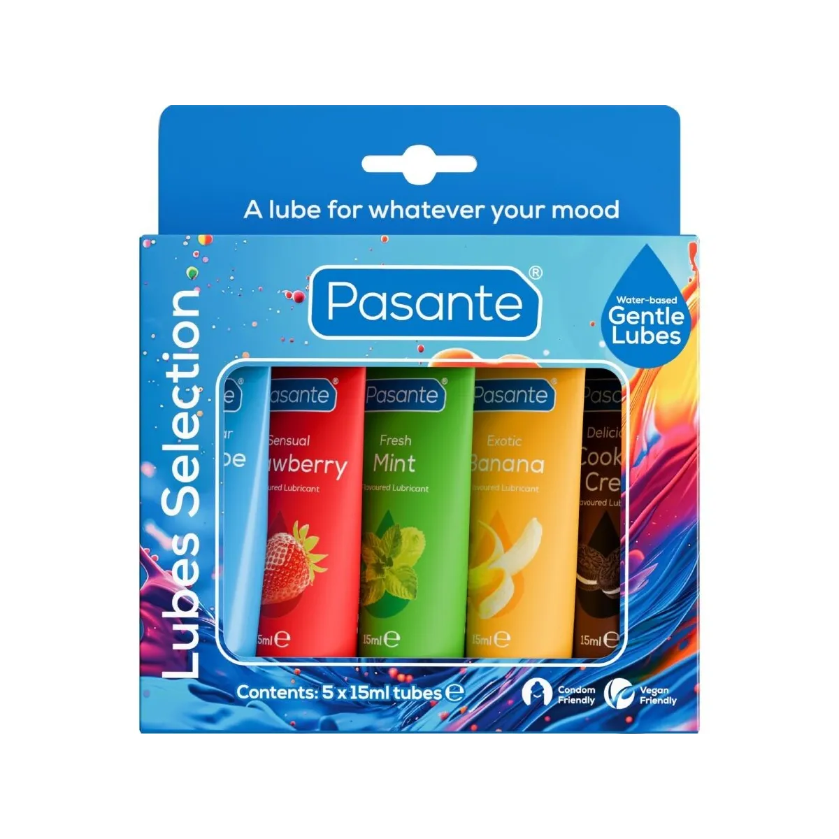 Packung Sortierte Gleitmittel mit Geschmack 5 Stück X 15 ml von Pasante | Fesselliebe.de