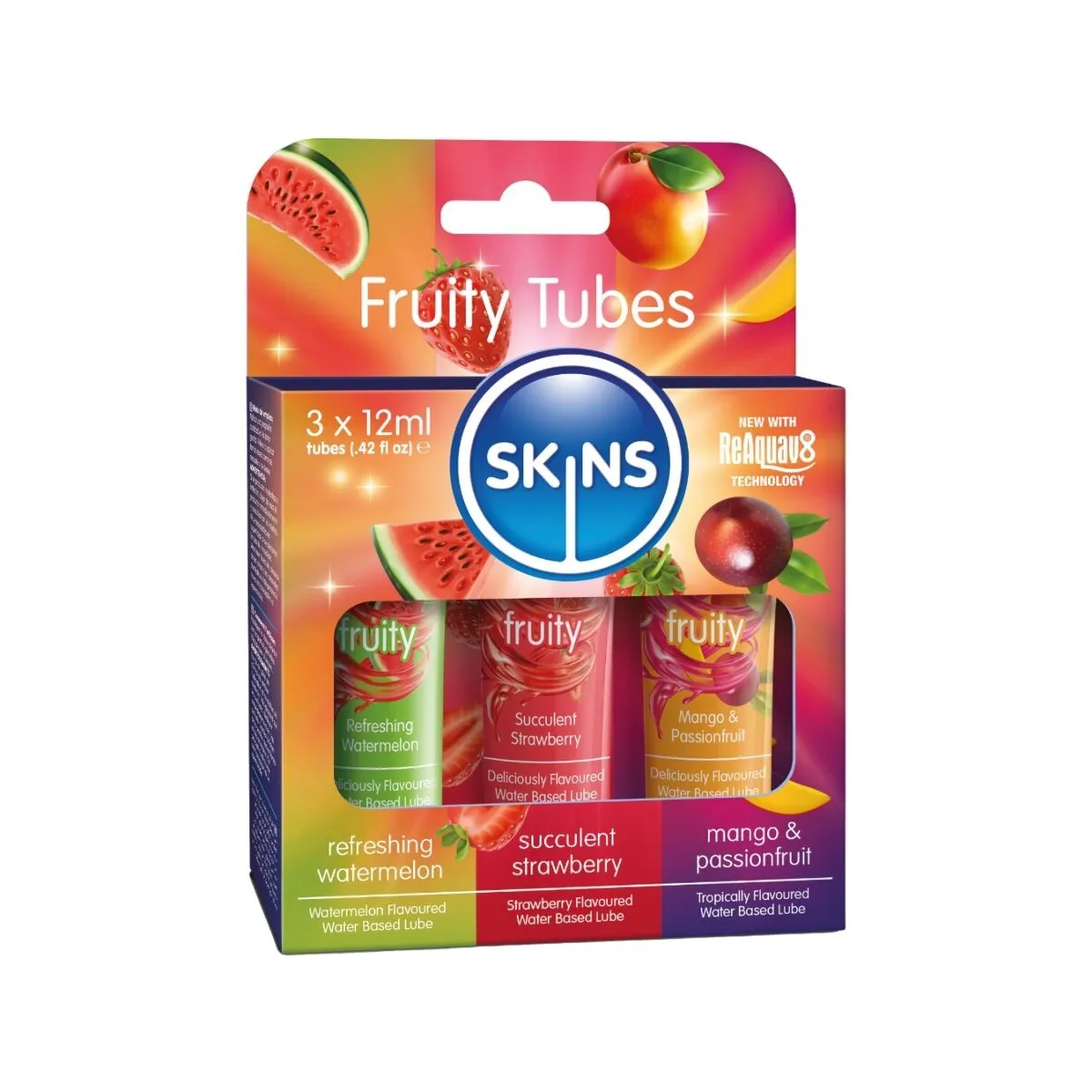 Fruchtiges Gleitmittel-Set Wassermelone, Erdbeere & Mango Gleitmittel 3 X 12 ml von Skins | Fesselliebe.de