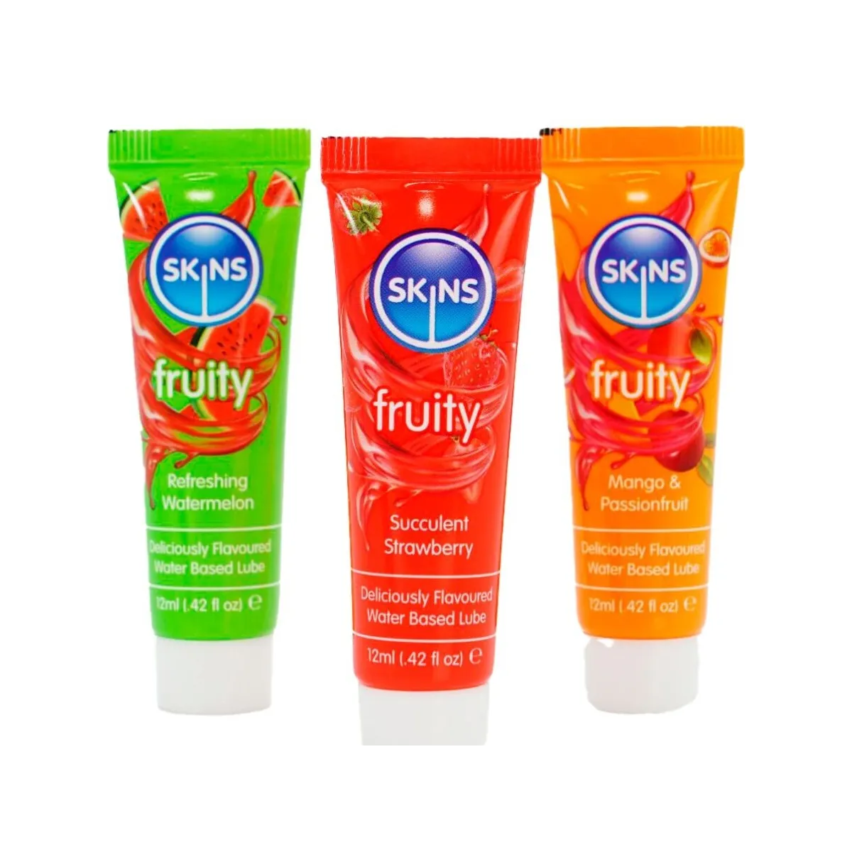 Fruchtiges Gleitmittel-Set Wassermelone, Erdbeere & Mango Gleitmittel 3 X 12 ml von Skins | Fesselliebe.de