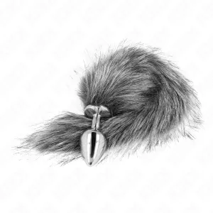 Anal Plug Grösse M 8 X 3,5 cm mit Kunststoffschwanz 40 cm Grau von Kink Pleasure Plugs