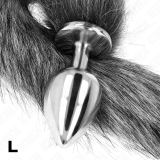 Anal Plug Grösse L 10 X 4 cm mit Kunststoffschwanz 40 cm Grau von Kink Pleasure Plugs | Fesselliebe.de