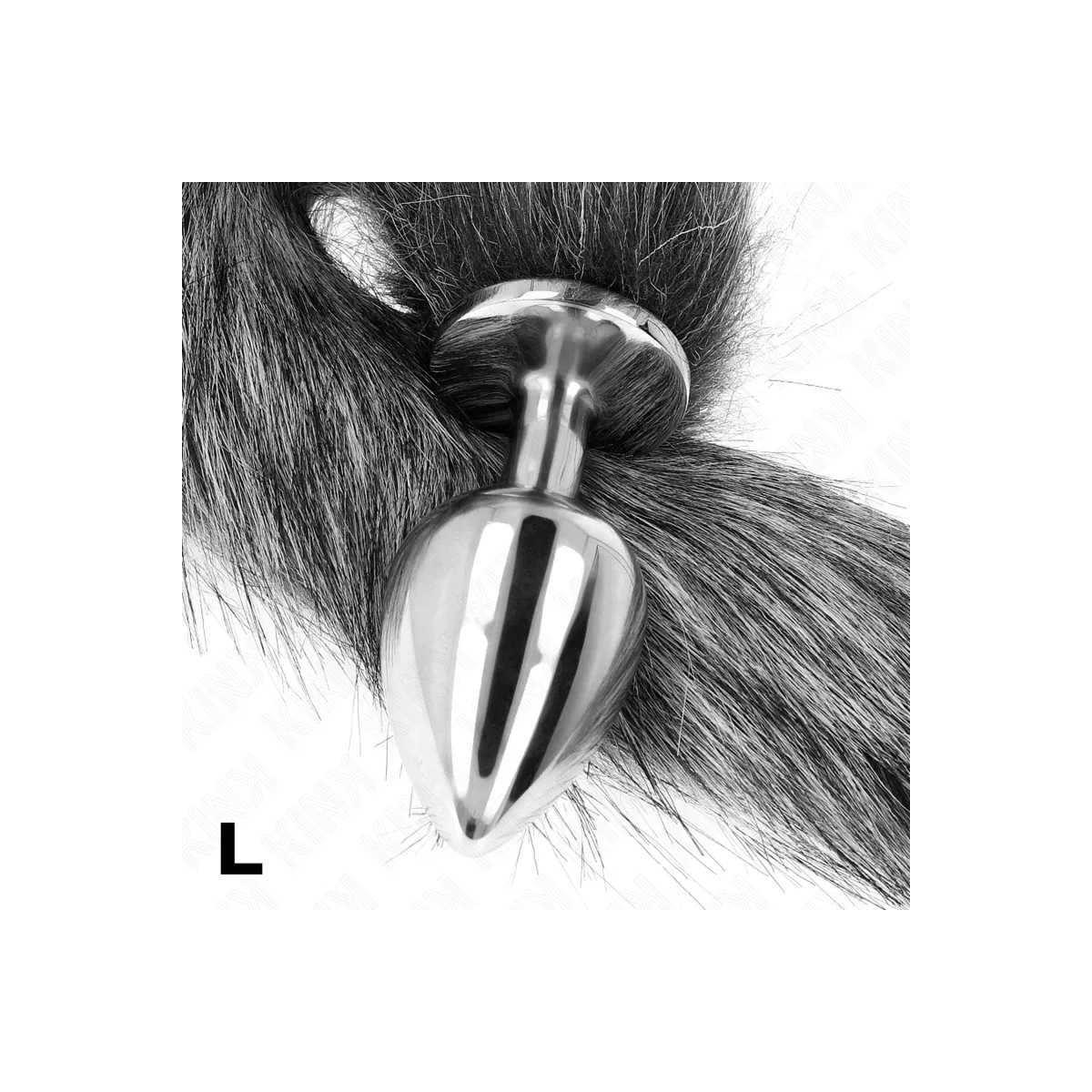 Anal Plug Grösse L 10 X 4 cm mit Kunststoffschwanz 40 cm Grau von Kink Pleasure Plugs | Fesselliebe.de