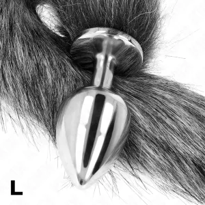 Anal Plug Grösse L 10 X 4 cm mit Kunststoffschwanz 40 cm Grau von Kink Pleasure Plugs