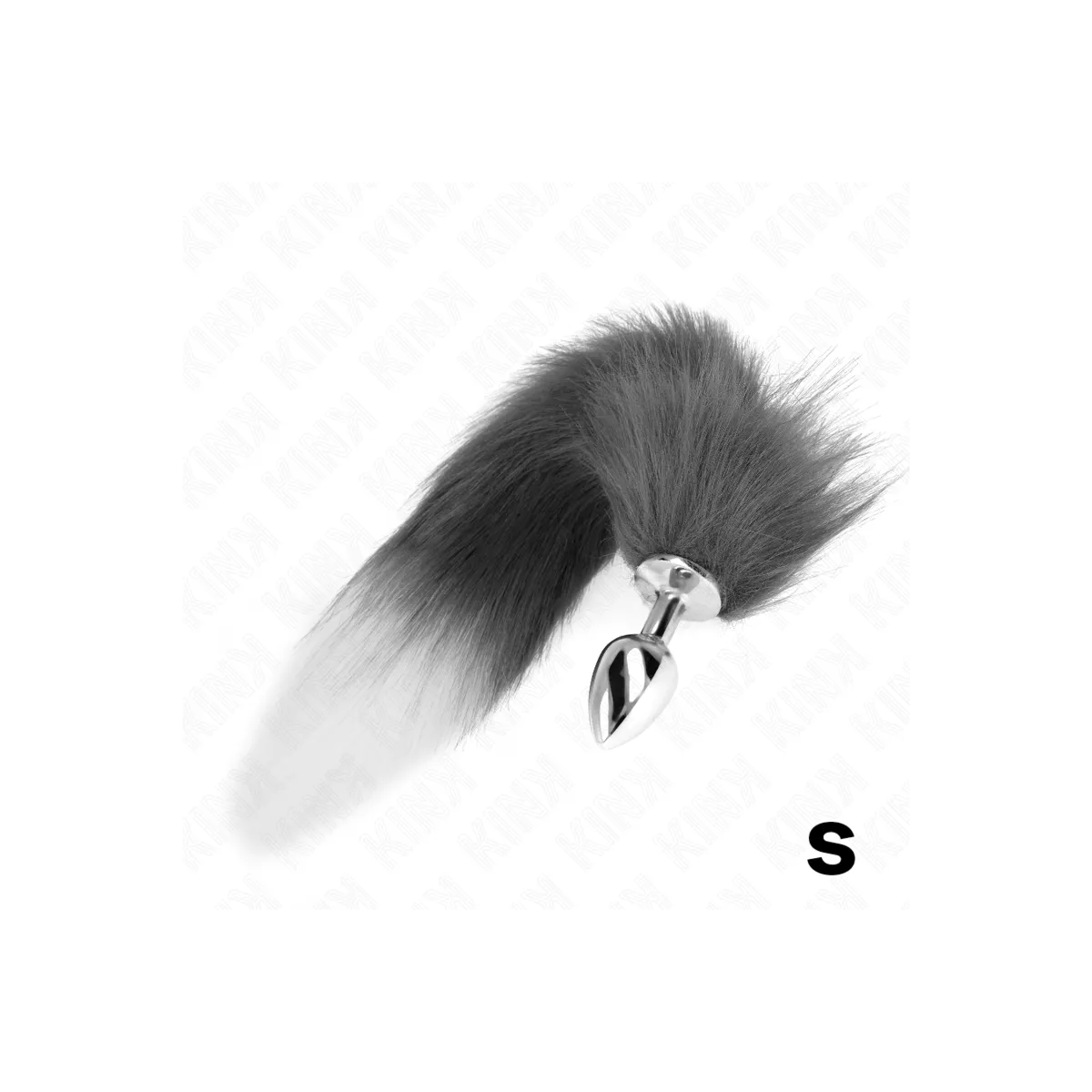 Anal Plug Grösse S 7 X 3 cm mit Kunststoffschwanz 40 cm Grau und Weiss von Kink Pleasure Plugs | Fesselliebe.de