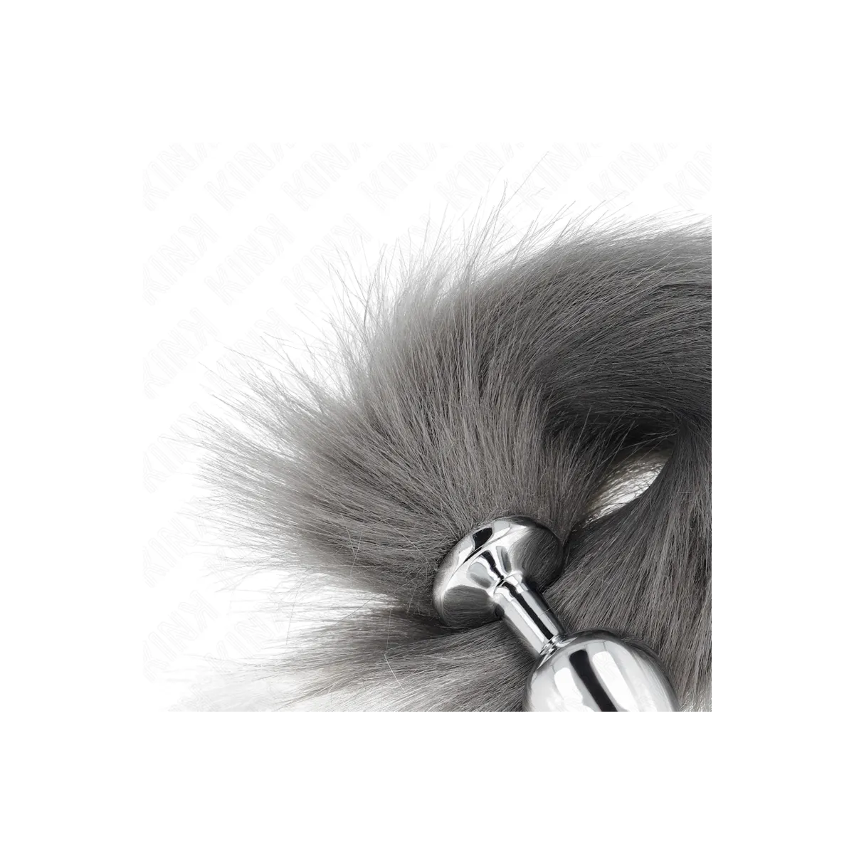 Anal Plug Grösse M 8 X 3,5 cm mit Kunststoffschwanz 40 cm Grau und Weiss von Kink Pleasure Plugs | Fesselliebe.de