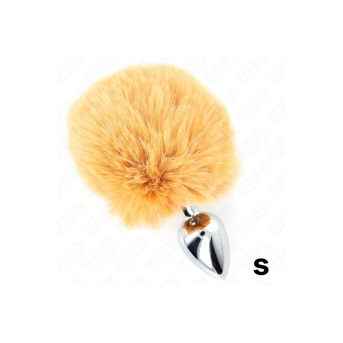 Edelstahl-Plug 7 X 3 cm mit Beigem Rabbitschwanz aus Kunstfell 8 cm von Kink Pleasure Plugs | Fesselliebe.de