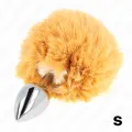 Edelstahl-Plug 7 X 3 cm mit Beigem Rabbitschwanz aus Kunstfell 8 cm von Kink Pleasure Plugs