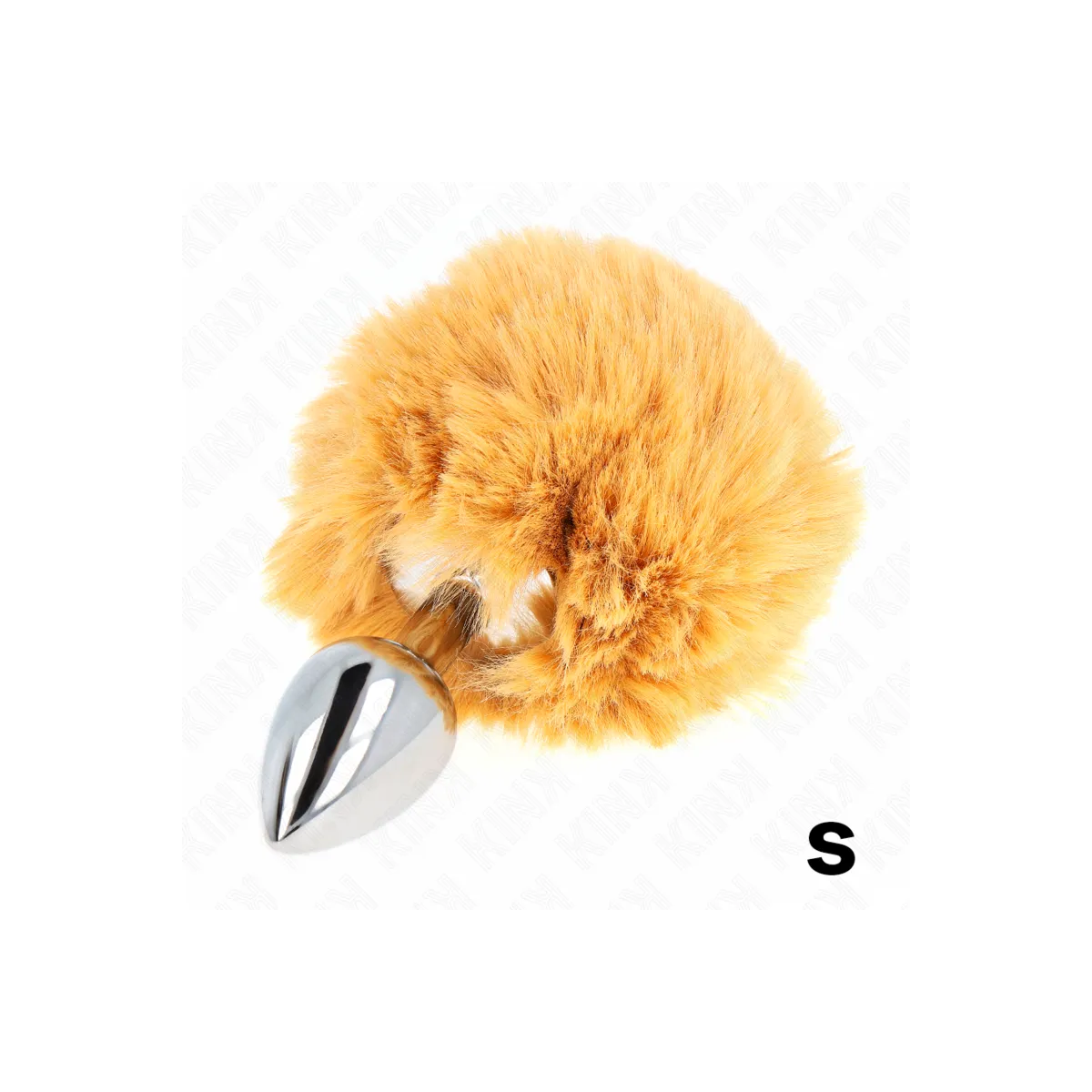 Edelstahl-Plug 7 X 3 cm mit Beigem Rabbitschwanz aus Kunstfell 8 cm von Kink Pleasure Plugs | Fesselliebe.de