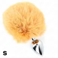 Edelstahl-Plug 7 X 3 cm mit Beigem Rabbitschwanz aus Kunstfell 8 cm von Kink Pleasure Plugs