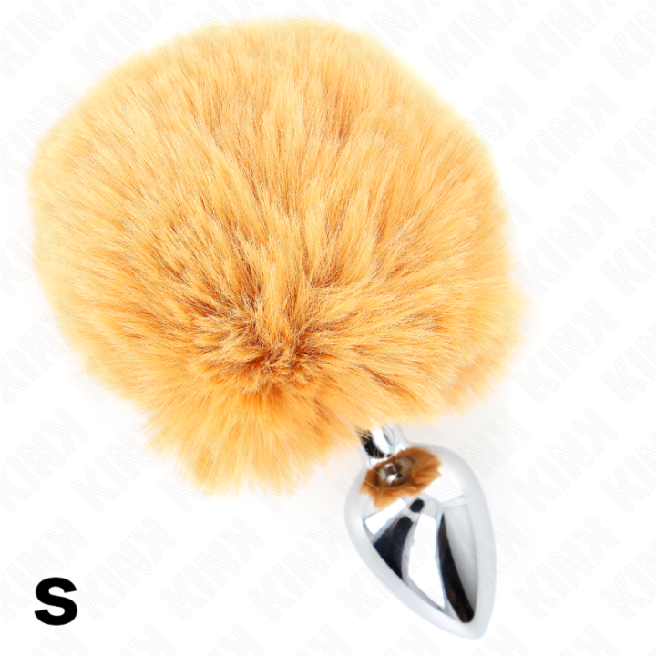 Edelstahl-Plug 7 X 3 cm mit Beigem Rabbitschwanz aus Kunstfell 8 cm von Kink Pleasure Plugs | Fesselliebe.de