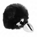 Edelstahl-Plug 7 X 3 cm mit Schwarzem Rabbitschwanz aus Kunstfell 8 cm von Kink Pleasure Plugs