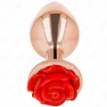Rosa Goldener Analstecker mit Roter Rose L von Kink Pleasure Plugs