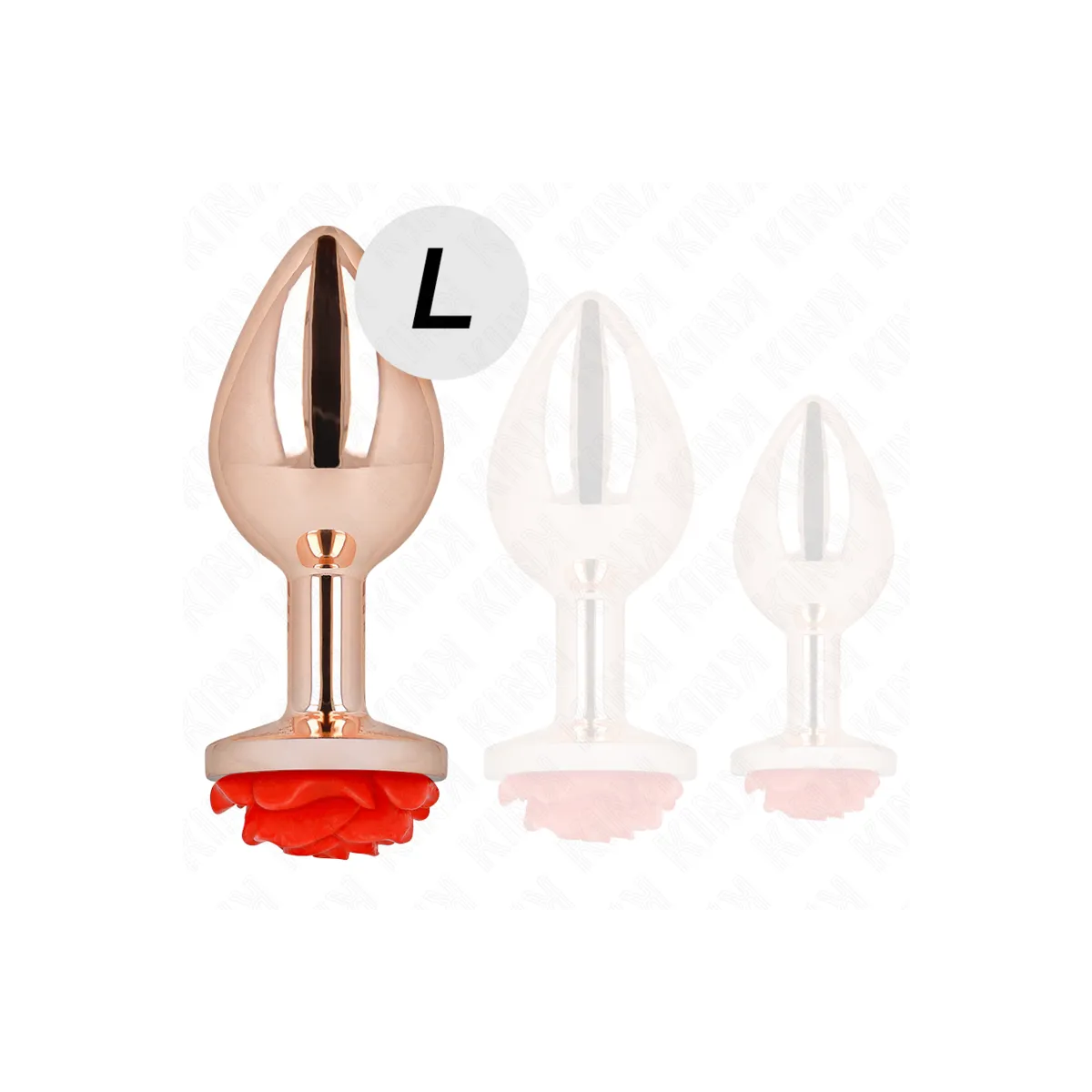 Rosa Goldener Analstecker mit Roter Rose L von Kink Pleasure Plugs | Fesselliebe.de