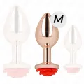 Rosa Goldener Analstecker mit Roter Rose M von Kink Pleasure Plugs