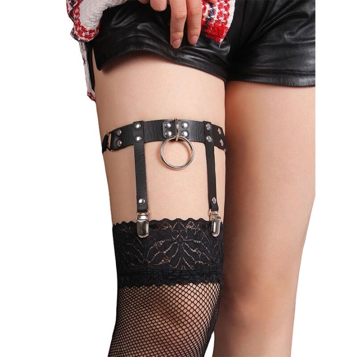 953744 Verstellbares Punk-Strumpfhose aus Leder Schwarz eine Grösse von Subblime Fetish | Fesselliebe.de