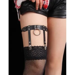 953744 Verstellbares Punk-Strumpfhose aus Leder Schwarz eine Grösse von Subblime Fetish