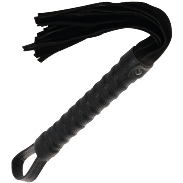 Schwarze Bondage-Peiste mit Ledergriff von Darkness Sensations | Fesselliebe.de