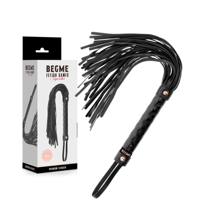 Veganer Leder Flogger von Begme Black Edition | Fesselliebe.de