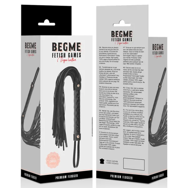 Veganer Leder Flogger von Begme Black Edition | Fesselliebe.de