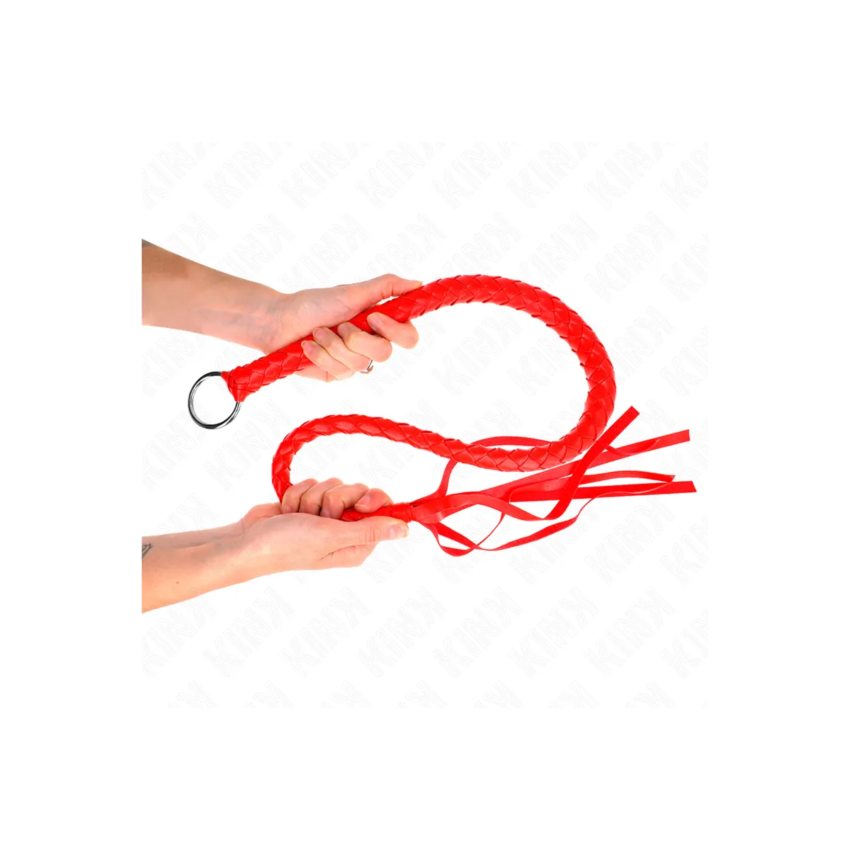 Schlangenpeitsche mit Rotem Handring 65 cm von Kink Impact & Touch | Fesselliebe.de