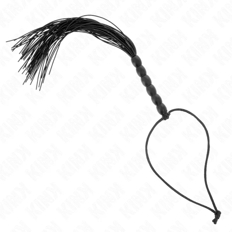 Mini Silikonpeitsche mit 6 Schwarzen Perlen 26 cm von Kink Impact & Touch | Fesselliebe.de
