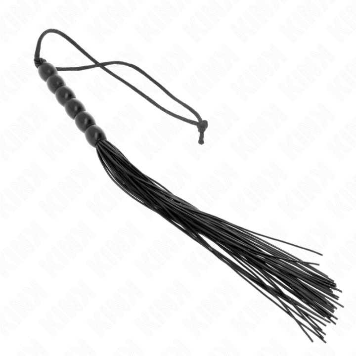 Mini Silikonpeitsche mit 6 Schwarzen Perlen 26 cm von Kink Impact & Touch | Fesselliebe.de