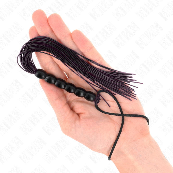 Mini Silikonpeitsche mit 6 Schwarzen Perlen 26 cm von Kink Impact & Touch | Fesselliebe.de