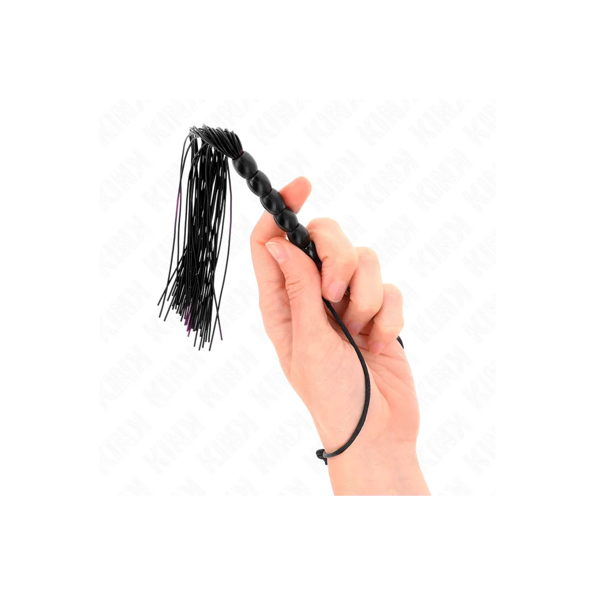Mini Silikonpeitsche mit 6 Schwarzen Perlen 26 cm von Kink Impact & Touch | Fesselliebe.de
