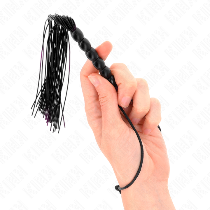 Mini Silikonpeitsche mit 6 Schwarzen Perlen 26 cm von Kink Impact & Touch | Fesselliebe.de