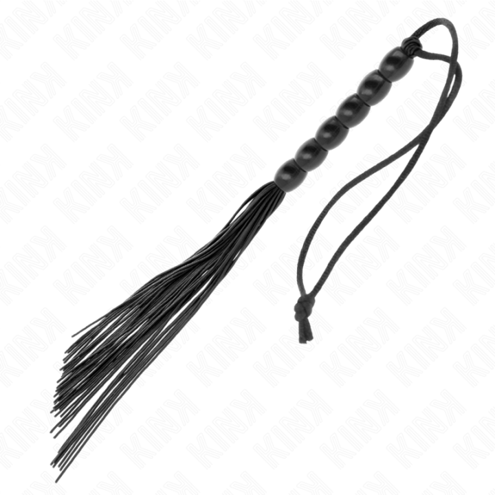Mini Silikonpeitsche mit 6 Schwarzen Perlen 26 cm von Kink Impact & Touch | Fesselliebe.de