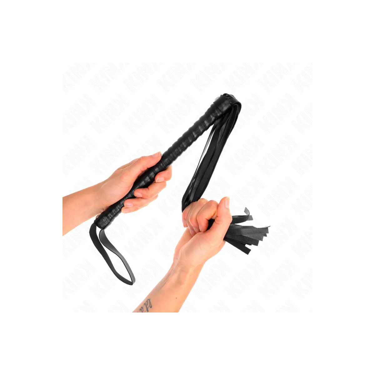 Peitsche mit Schwarzem Strukturiertem Griff 48,5 cm von Kink Impact & Touch | Fesselliebe.de