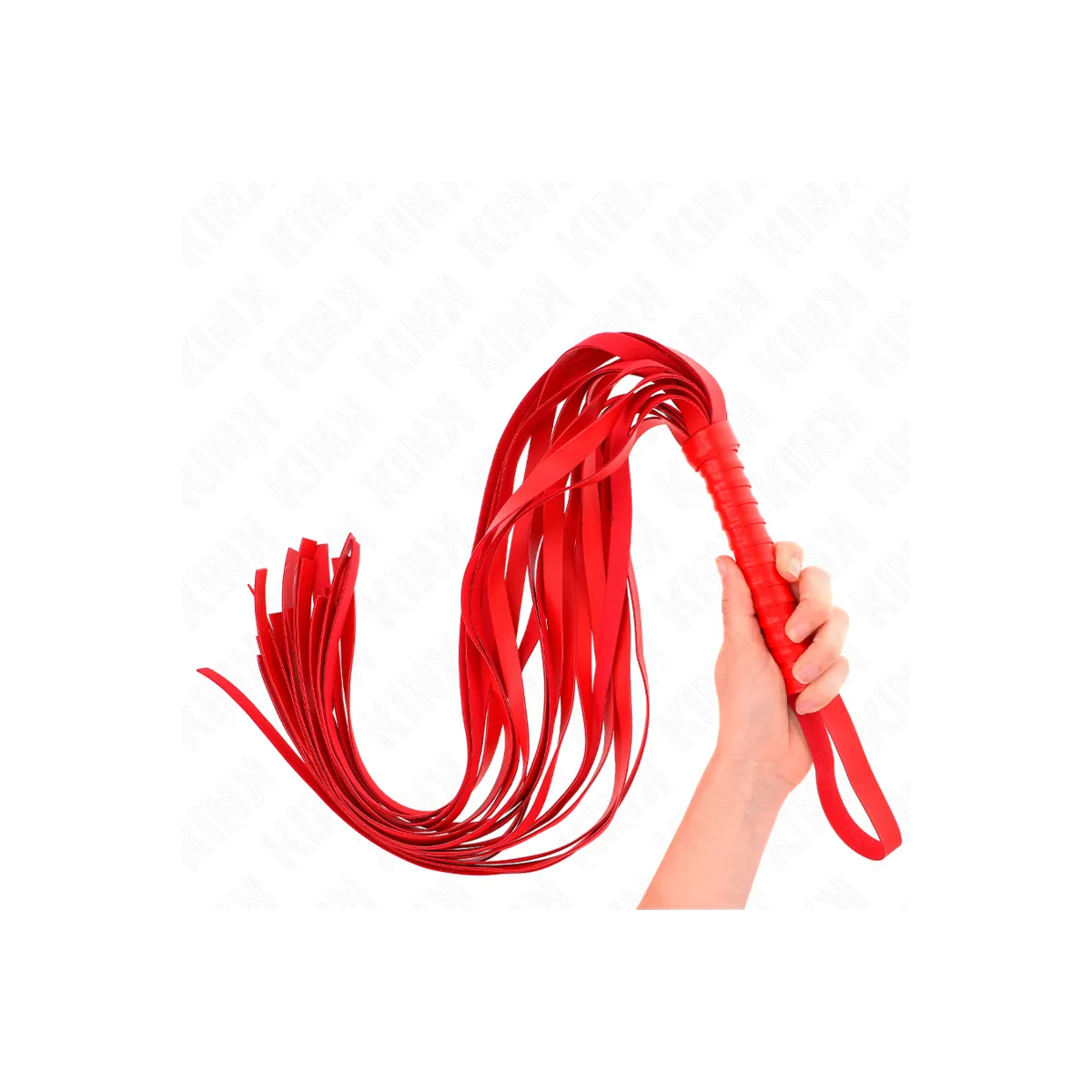 Rote Peitsche mit Kurzem Griff und Langem Schwanz 70 cm von Kink Impact & Touch | Fesselliebe.de