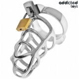Silbernes Schloss Peniskäfig Metall Grösse M von Addicted Toys Locked | Fesselliebe.de