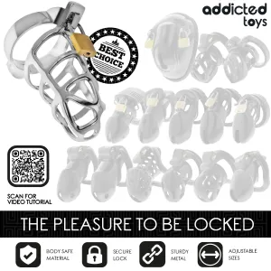 Silbernes Schloss Peniskäfig Metall Grösse M von Addicted Toys Locked