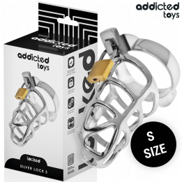 Silberner Peniskäfig aus Metall, Grösse S von Addicted Toys Locked | Fesselliebe.de
