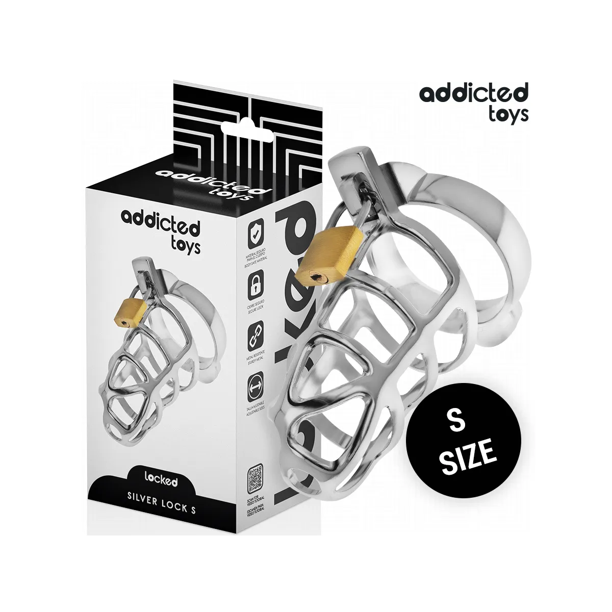 Silberner Peniskäfig aus Metall, Grösse S von Addicted Toys Locked | Fesselliebe.de