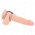 Doppelter Penisring aus Metall 3,8 cm Bis 5 cm mit Leder Verbunden von Kink Ring Power