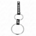 Doppelter Penisring aus Metall 3,8 cm Bis 5 cm mit Leder Verbunden von Kink Ring Power