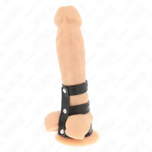 Dreifach Leder Penisring mit Druckverschluss von Kink Ring Power